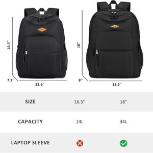 Basic Travel Backpack Water Resistant Black - Image 6