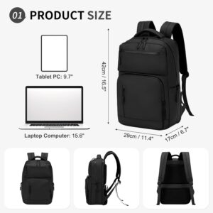 Waterproof Laptop Backpack Black 15.6 Inch - Image 3